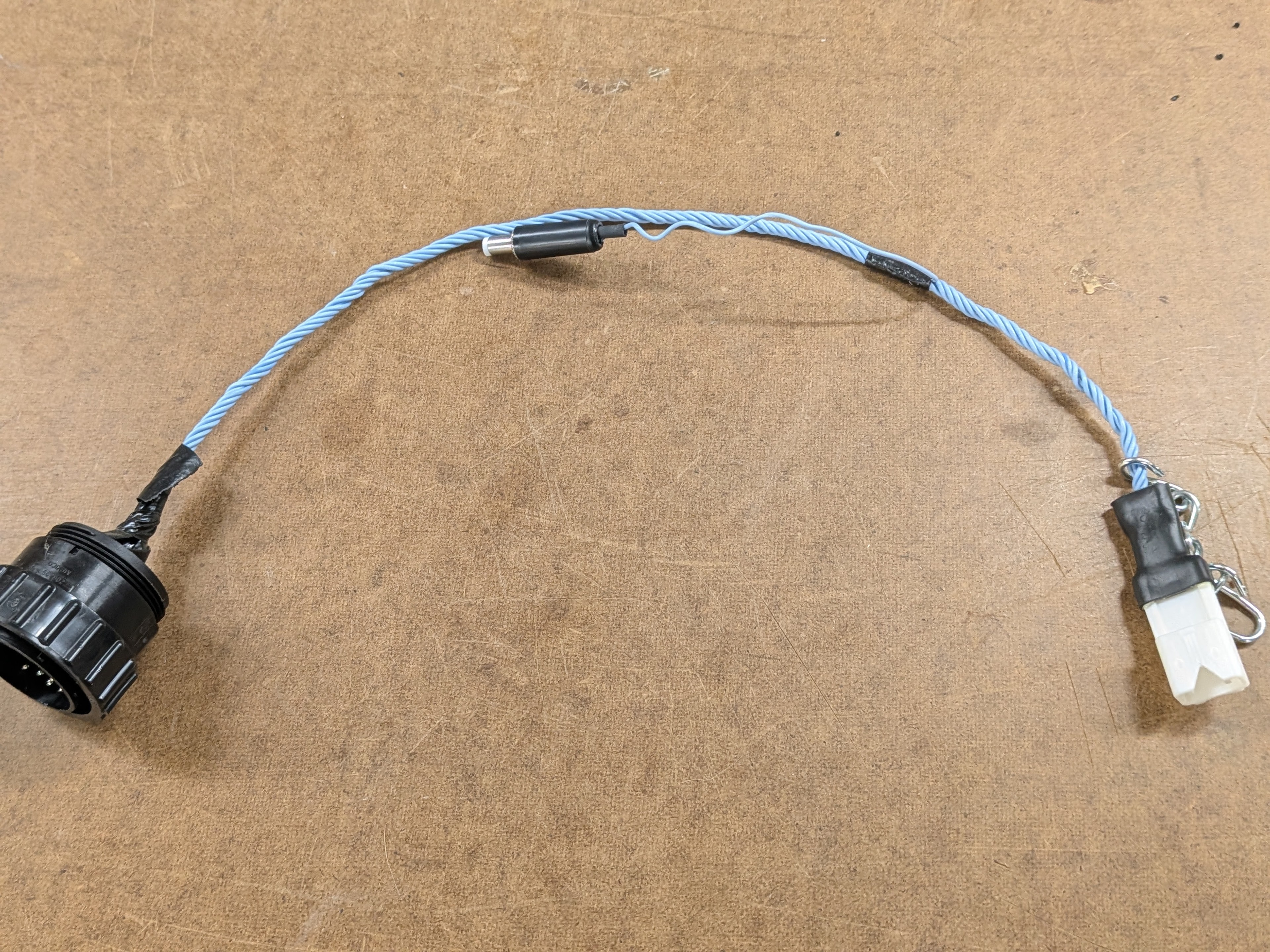 Blue twisted pair cable assembly with connectors